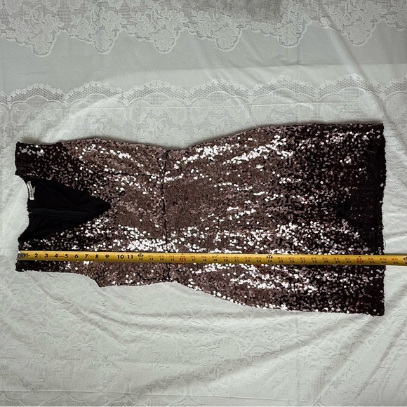 Charlotte Russe Gold Sequin Asymmetrical Mini Dress Medium - Picture 3 of 10